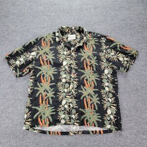 Diamond Head Camp Shirt Mens XL Floral Button Up Hawaiian Tropical Palm Trees‎